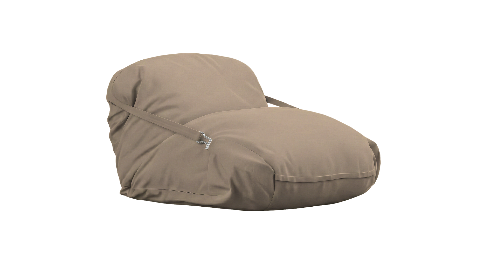 Beige bean bag chair on a white background